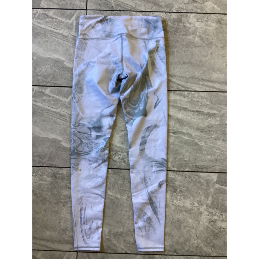 Alo Yoga Womens Airbrush High Waist Leggings White Grey Marble Print Size XS